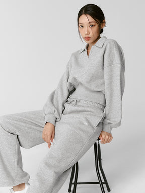XTFMT11J3 裏起毛 コットン混 オープンカラー クロップド丈 トレーナー (単品)