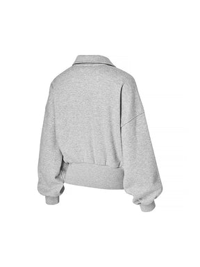 XTFMT11J3 裏起毛 コットン混 オープンカラー クロップド丈 トレーナー (単品)
