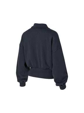 XTFMT11J3 裏起毛 コットン混 オープンカラー クロップド丈 トレーナー (単品)