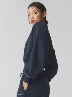XTFMT11J3 裏起毛 コットン混 オープンカラー クロップド丈 トレーナー (単品)