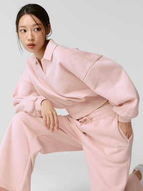 XTFMT11J3 裏起毛 コットン混 オープンカラー クロップド丈 トレーナー (単品)