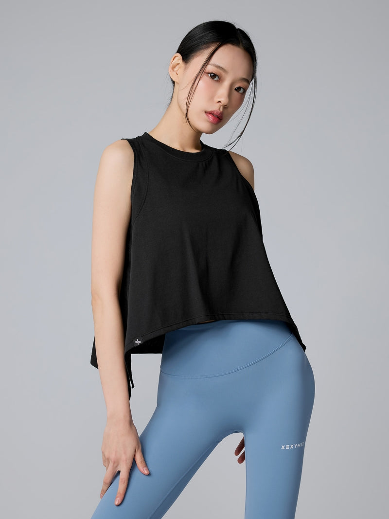 XTFSL03J2 コットン混 サイドスリット入り ノースリーブ