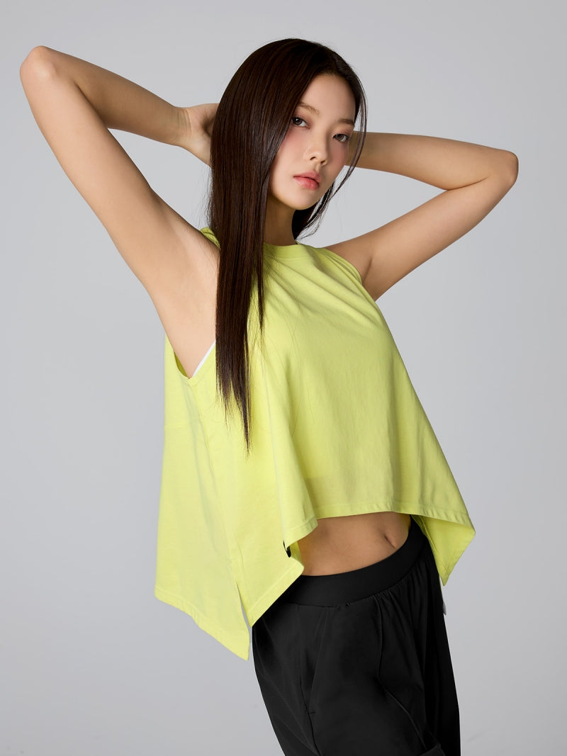 XTFSL03J2 コットン混 サイドスリット入り ノースリーブ