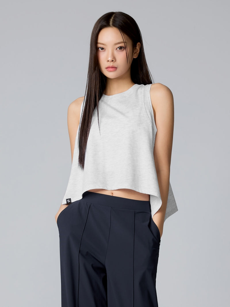 XTFSL03J2 コットン混 サイドスリット入り ノースリーブ