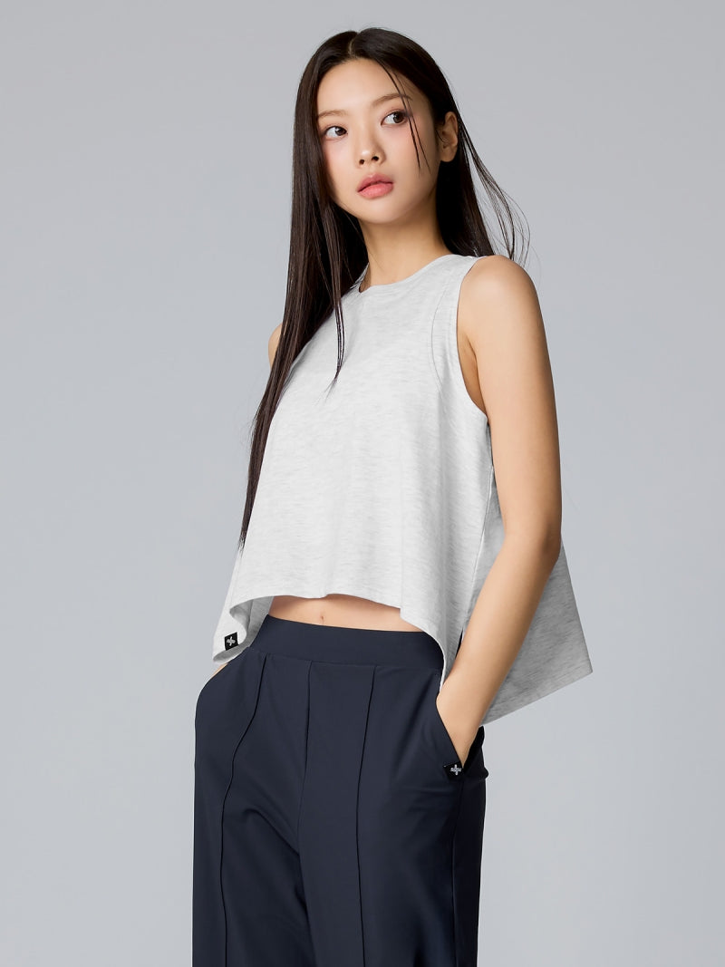 XTFSL03J2 コットン混 サイドスリット入り ノースリーブ