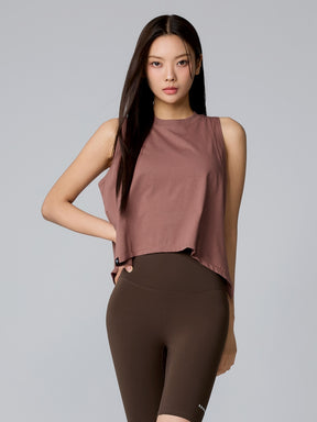 XTFSL03J2 コットン混 サイドスリット入り ノースリーブ