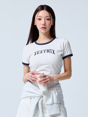 XTFST04J3 ロゴ入り リンガーTシャツ 半袖