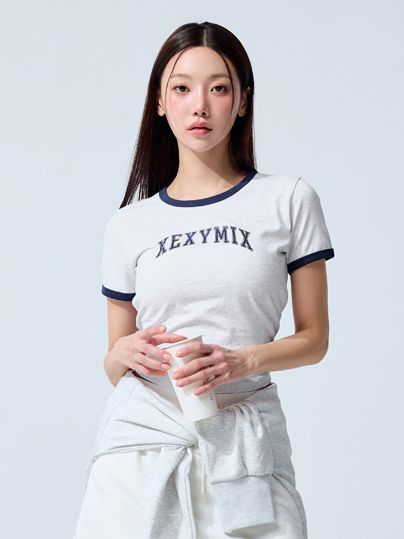 XTFST04J3 ロゴ入り リンガーTシャツ 半袖