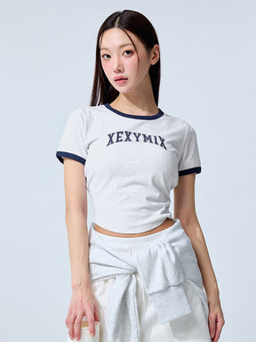 XTFST04J3 ロゴ入り リンガーTシャツ 半袖