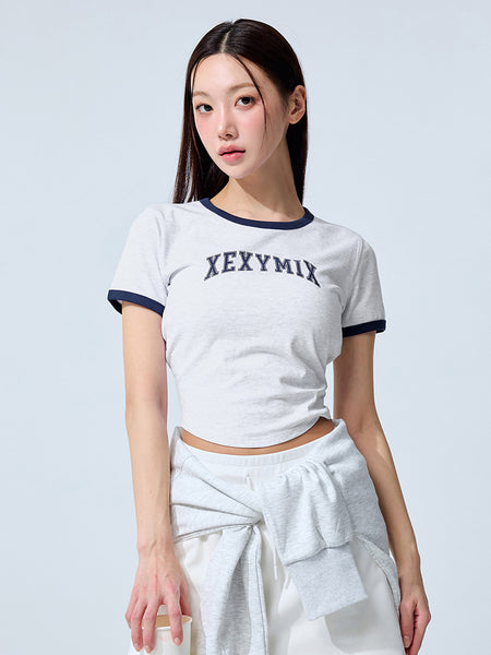 XTFST04J3 ロゴ入り リンガーTシャツ 半袖