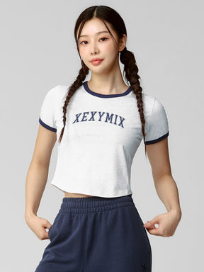 XTFST04J3 ロゴ入り リンガーTシャツ 半袖
