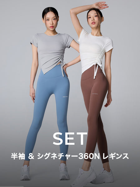 SET】リボン付き半袖 & シグネチャー360N レギンス