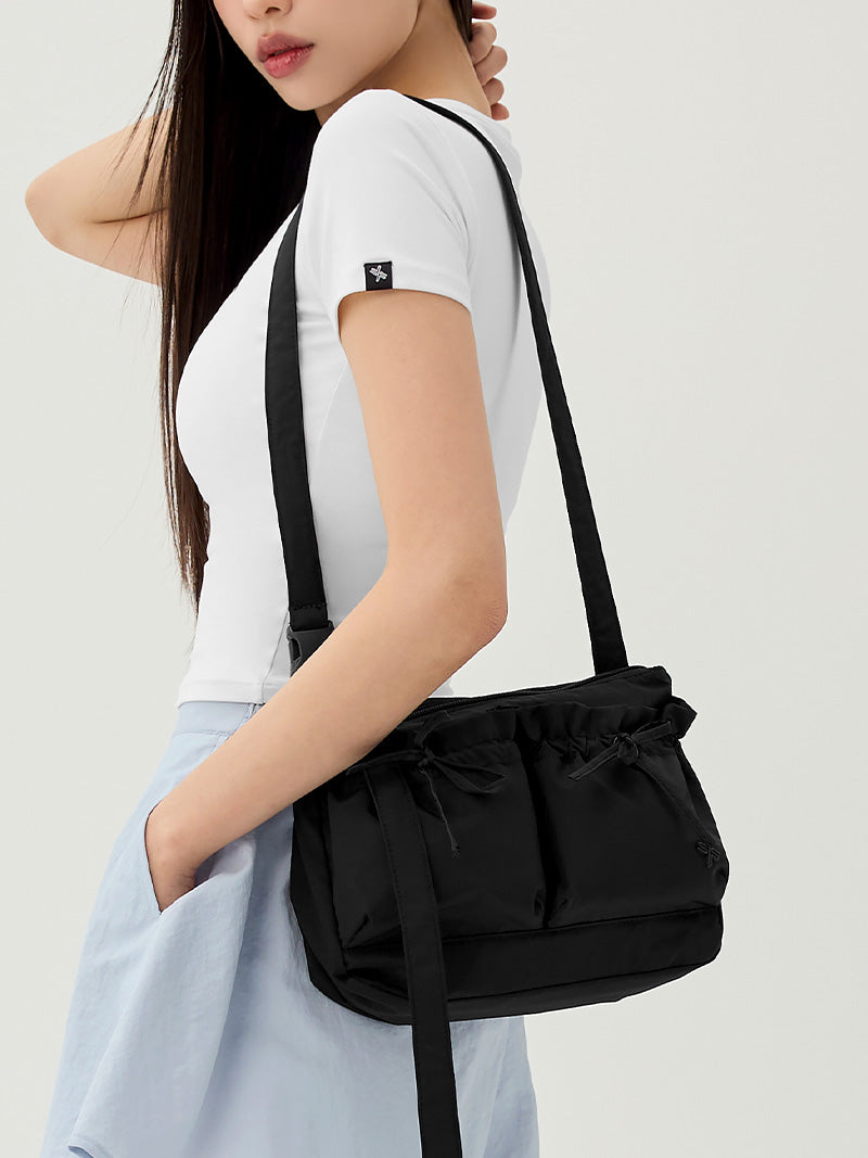 リボン シャーリング クロスバック