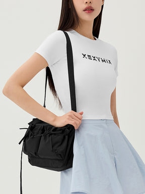 リボン シャーリング クロスバック