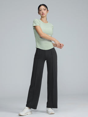 コンフォートファイン ピンタック入り ワイドパンツ ショート丈 & ロング丈