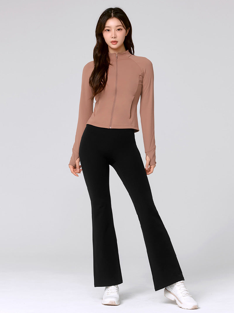 【裏起毛】BLACK LABEL シグネチャー パワーライズ フレアレギンス ショート丈&ロング丈