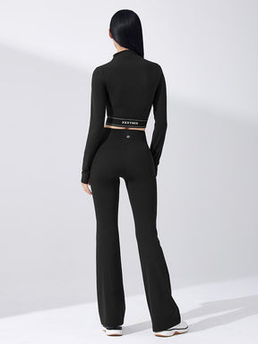 【裏起毛】BLACK LABEL シグネチャー パワーライズ フレアレギンス ショート丈&ロング丈