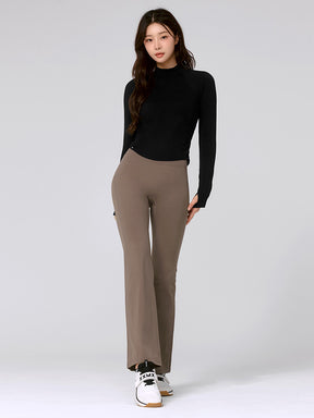 【裏起毛】BLACK LABEL シグネチャー パワーライズ フレアレギンス ショート丈&ロング丈