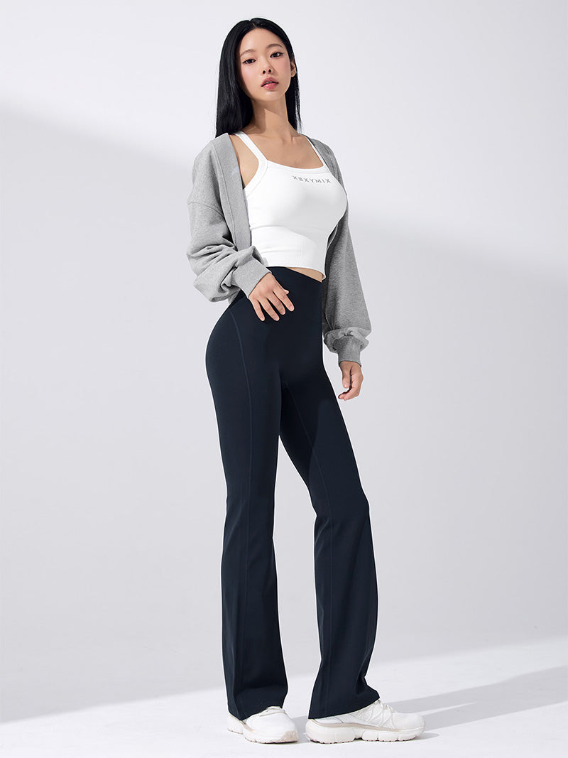 【裏起毛】BLACK LABEL シグネチャー パワーライズ フレアレギンス ショート丈&ロング丈