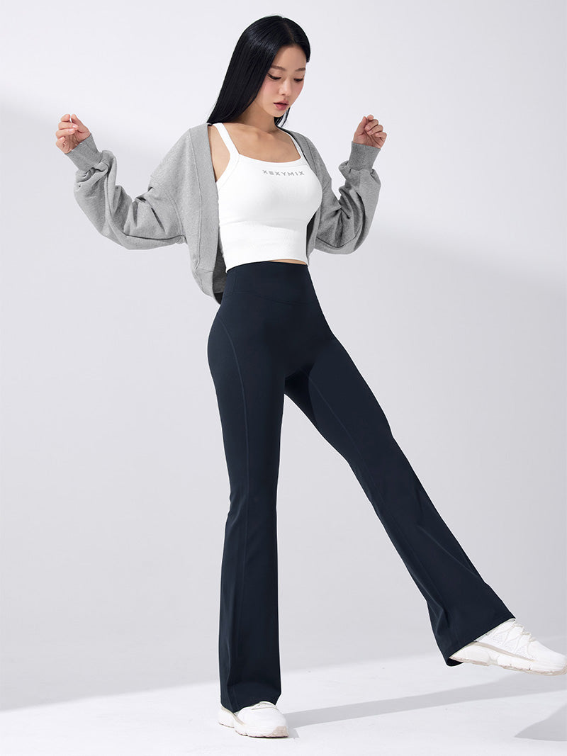 【裏起毛】BLACK LABEL シグネチャー パワーライズ フレアレギンス ショート丈&ロング丈