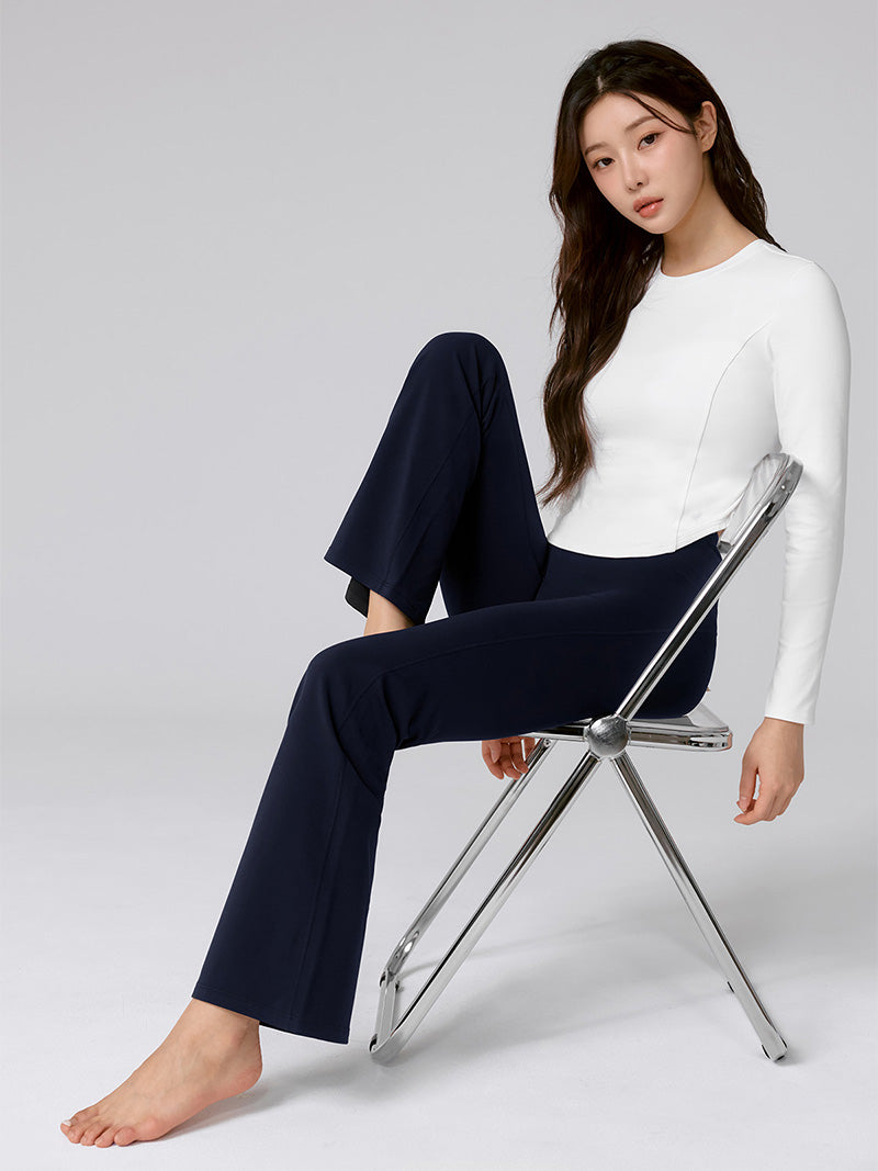 【裏起毛】BLACK LABEL シグネチャー パワーライズ フレアレギンス ショート丈&ロング丈