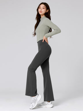 【裏起毛】BLACK LABEL シグネチャー パワーライズ フレアレギンス ショート丈&ロング丈