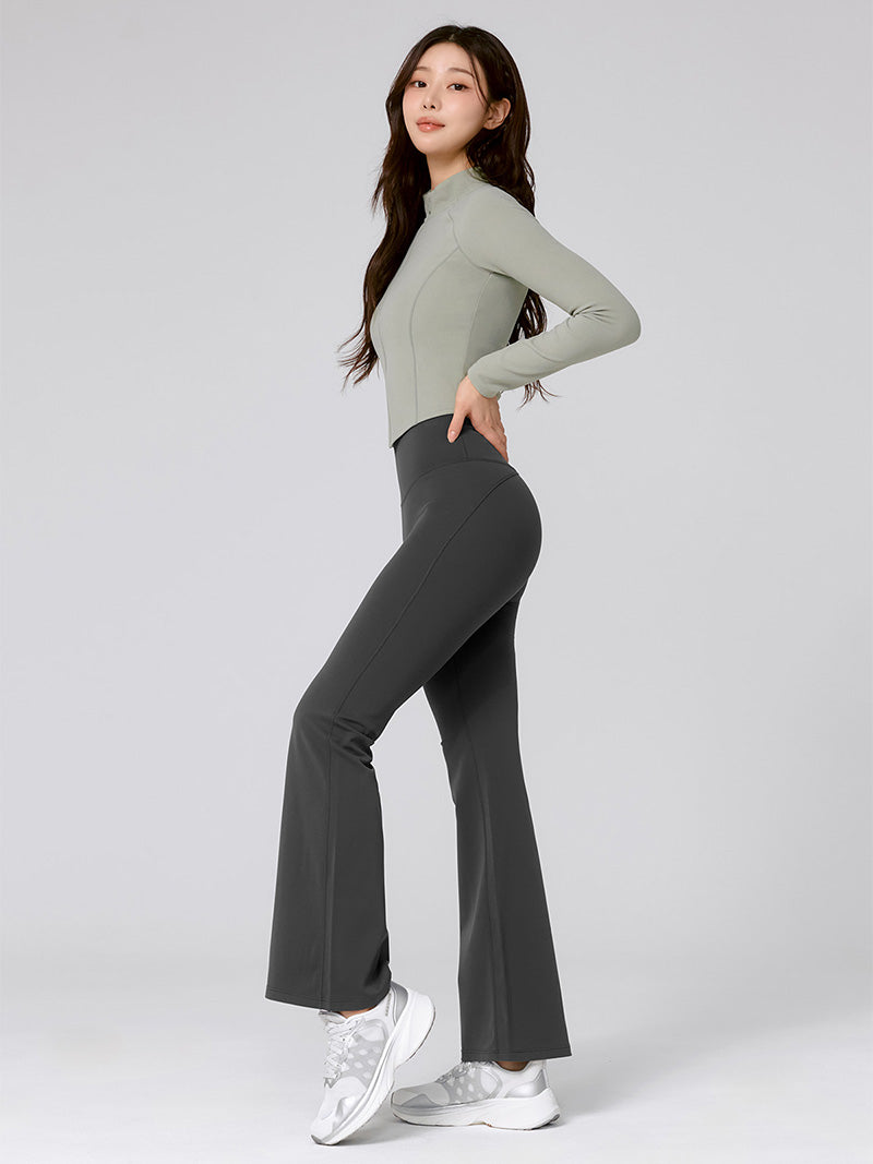 【裏起毛】BLACK LABEL シグネチャー パワーライズ フレアレギンス ショート丈&ロング丈