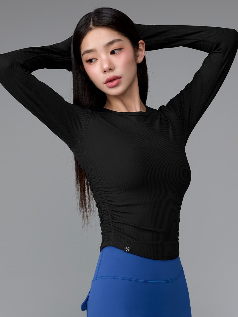 XWFLT05J3 サイドシャーリング入り クロップド丈 長袖