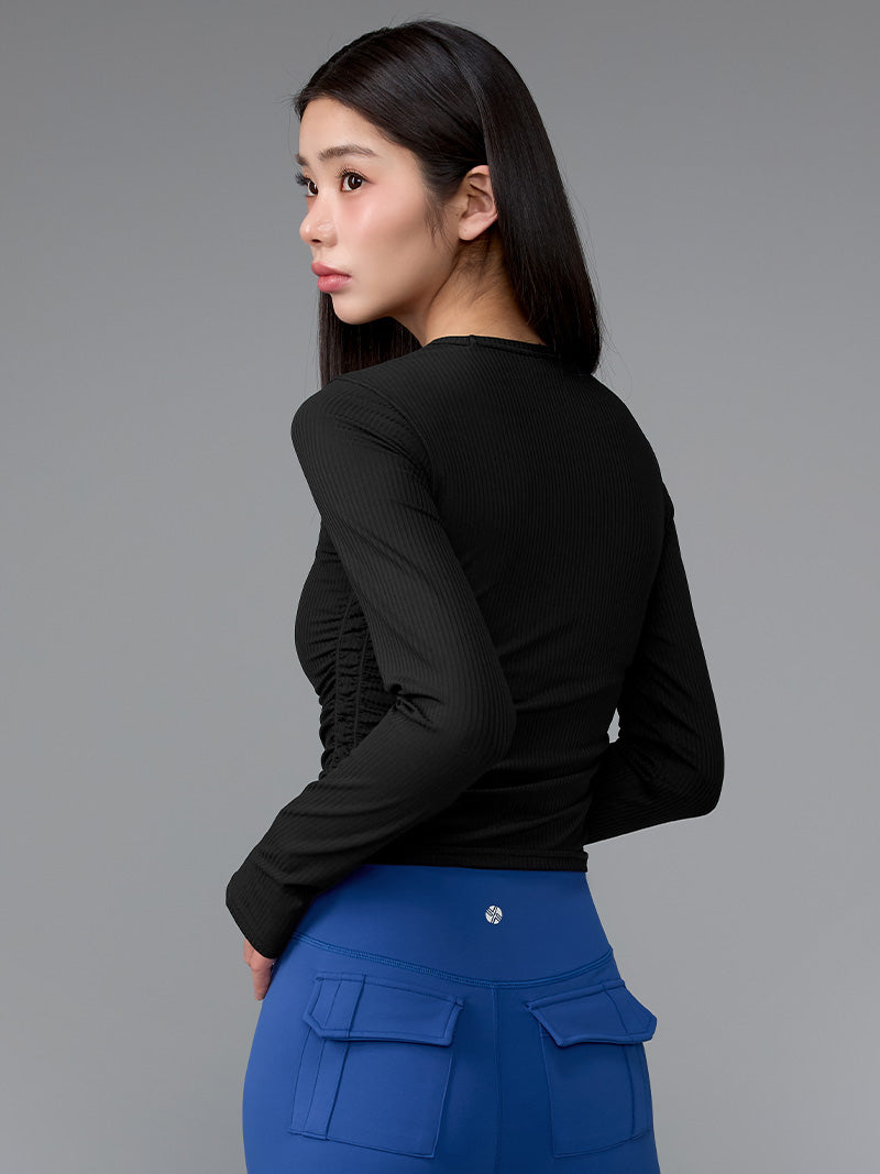 XWFLT05J3 サイドシャーリング入り クロップド丈 長袖