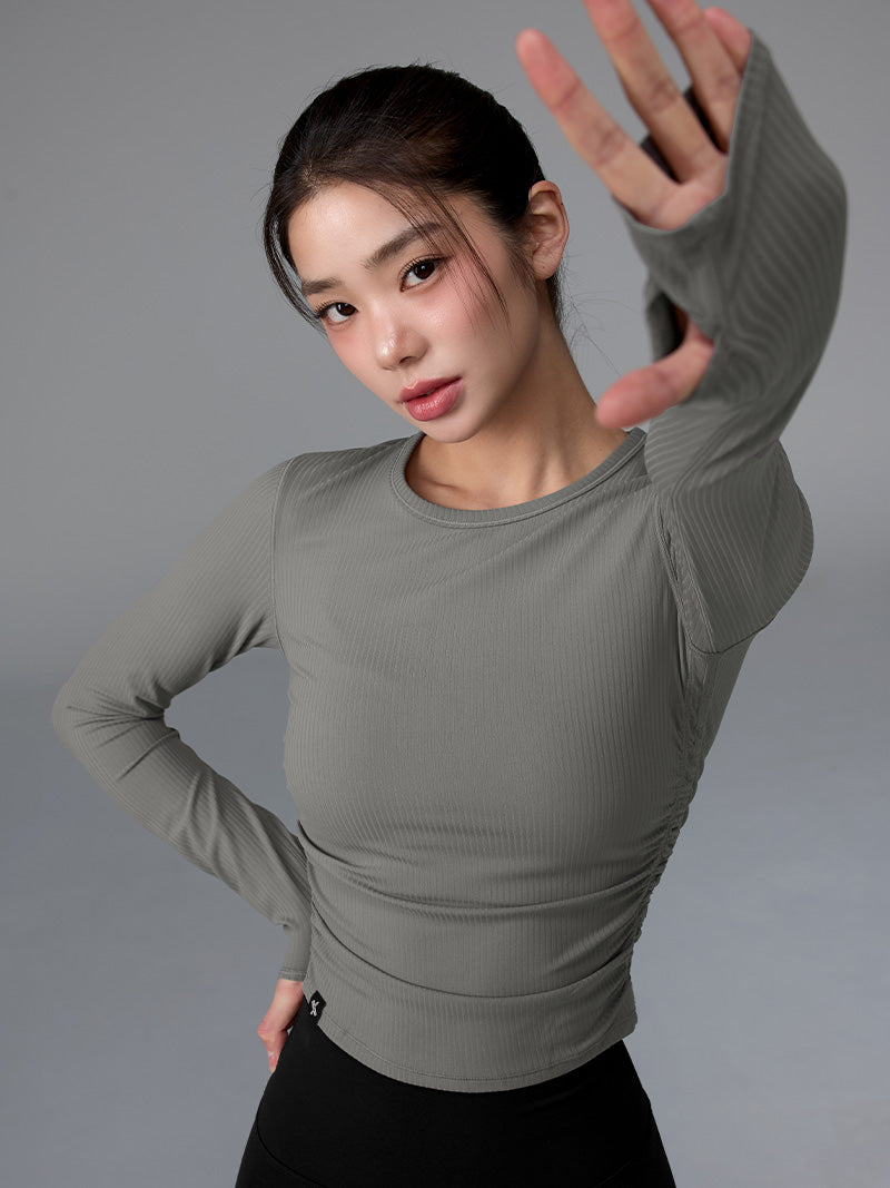 XWFLT05J3 サイドシャーリング入り クロップド丈 長袖