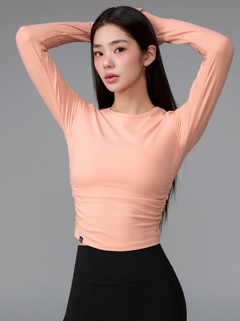 XWFLT05J3 サイドシャーリング入り クロップド丈 長袖