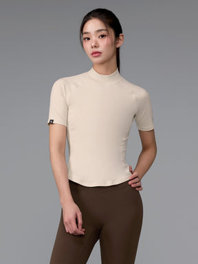 XWFST04J3 ピーチライク モックネック 半袖