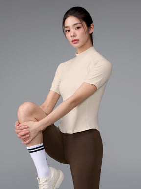 XWFST04J3 ピーチライク モックネック 半袖