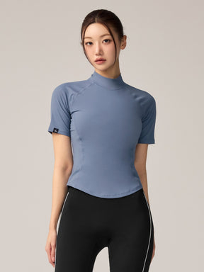 XWFST04J3 ピーチライク モックネック 半袖