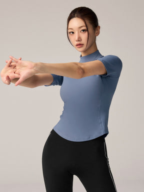 XWFST04J3 ピーチライク モックネック 半袖