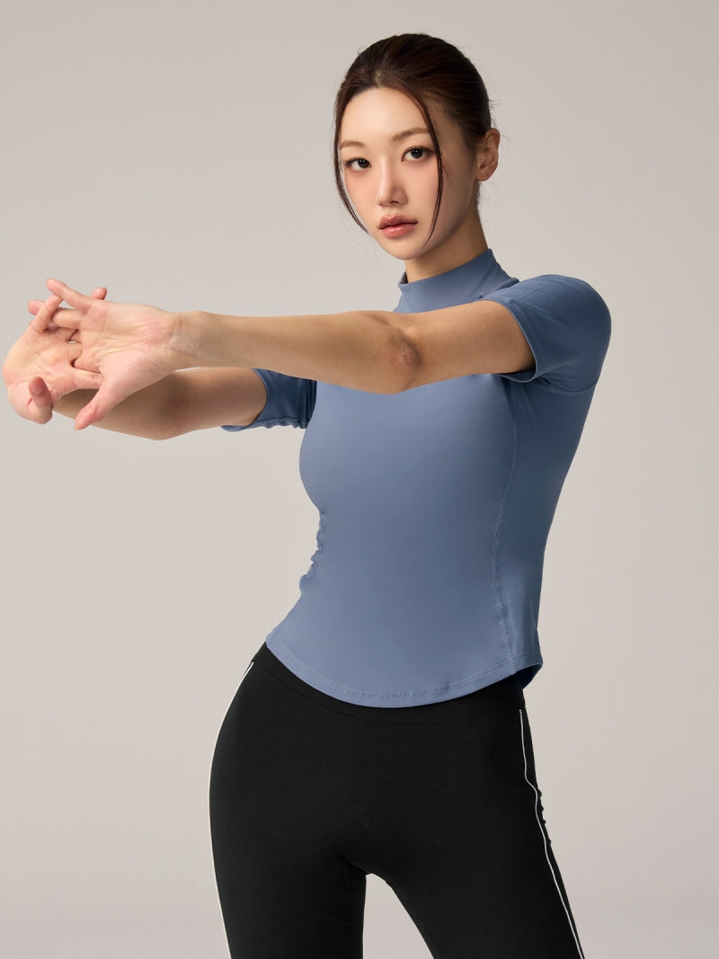 XWFST04J3 ピーチライク モックネック 半袖