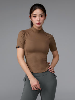 XWFST04J3 ピーチライク モックネック 半袖