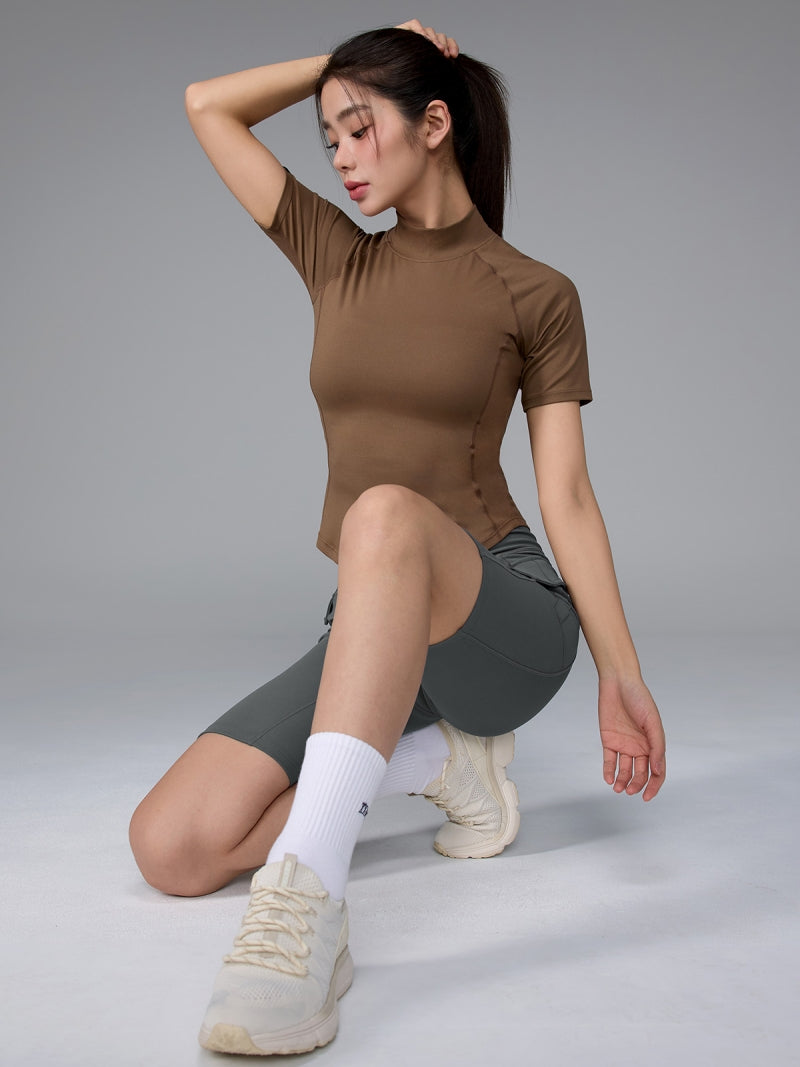 XWFST04J3 ピーチライク モックネック 半袖