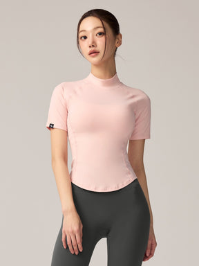 XWFST04J3 ピーチライク モックネック 半袖