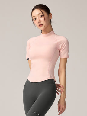 XWFST04J3 ピーチライク モックネック 半袖