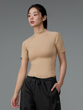 XWFST04J3 ピーチライク モックネック 半袖