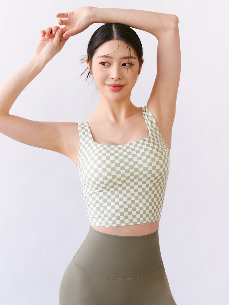 XT4349G XELLA INTENTION ブロックチェック柄 ブラトップ