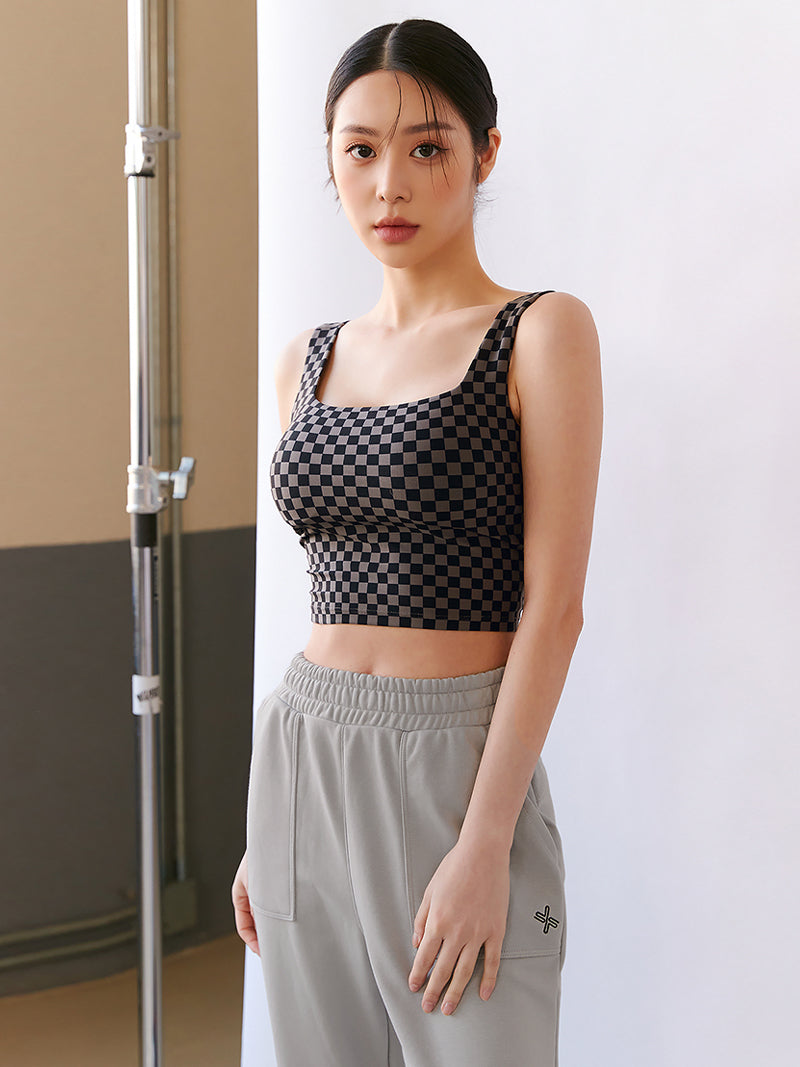XT4349G XELLA INTENTION ブロックチェック柄 ブラトップ