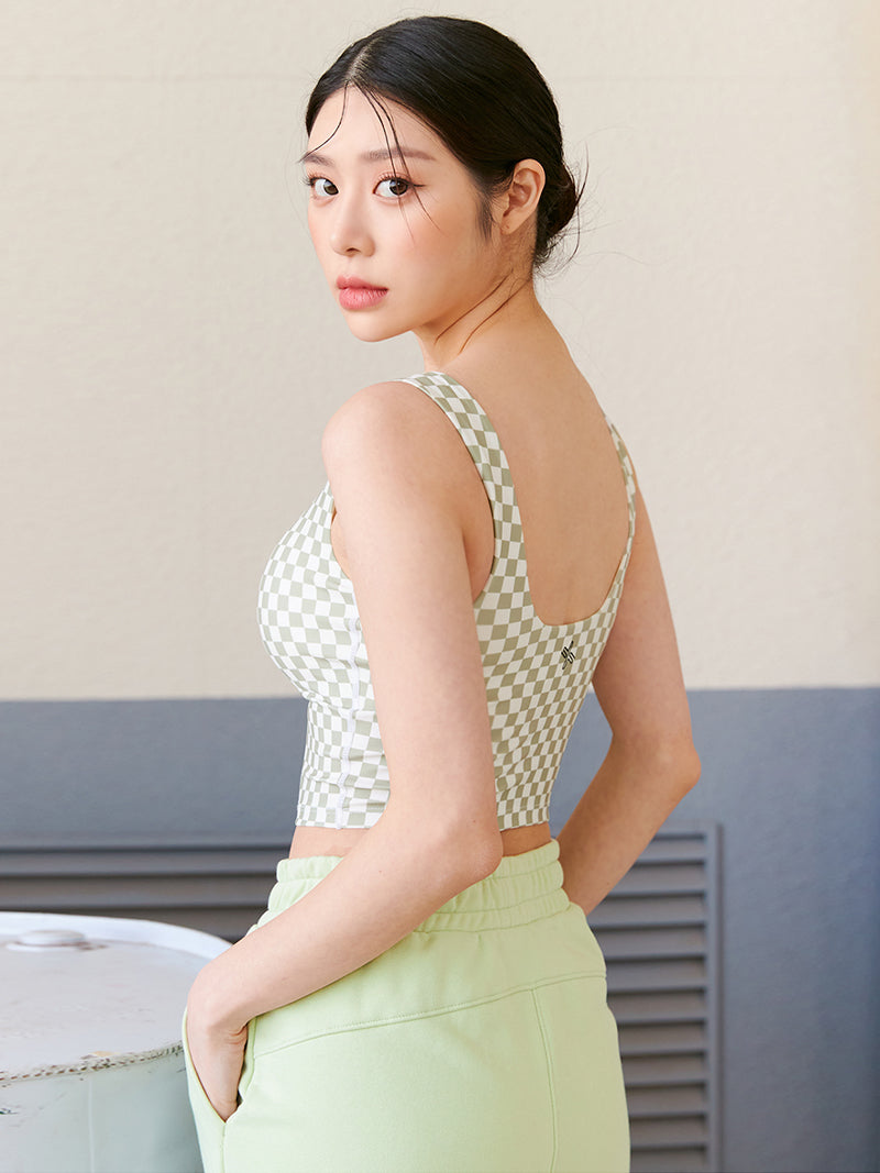 XT4349G XELLA INTENTION ブロックチェック柄 ブラトップ